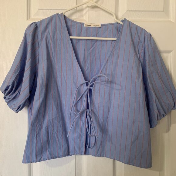 Pull&Bear Blue Striped Blouse - Picture 1 of 5